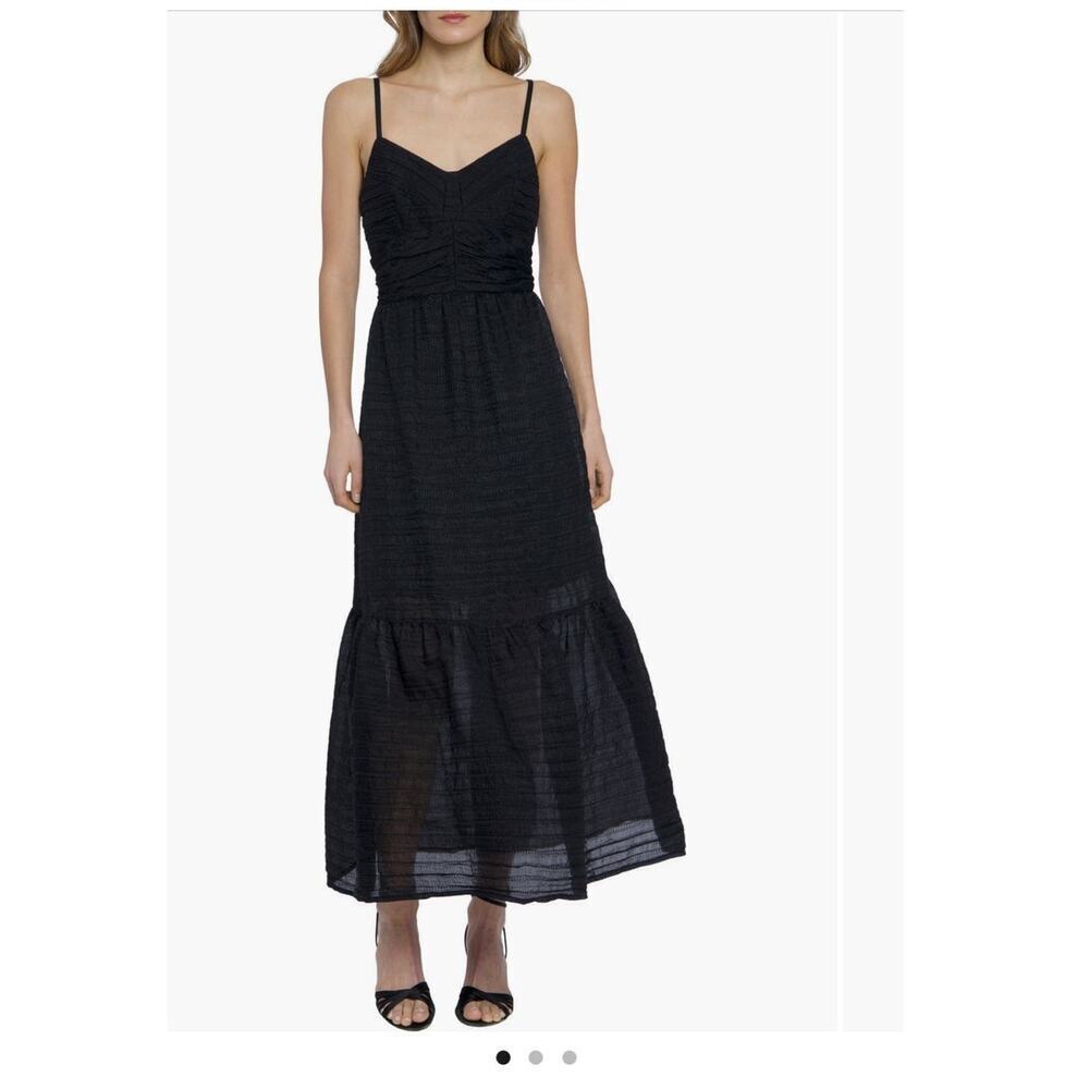 Donna Morgan for Maggie London black tiered textured midi dress size 10 - Picture 2 of 10